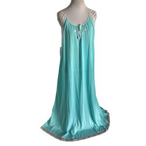 VTG LUCIE ANN Claire Sanders Beverly Hills Blue Lingerie Peignoir Chemise XS-S